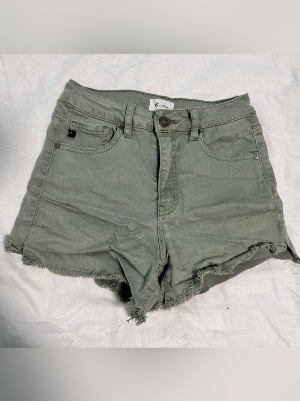 KanCan Olive Green High-Rise Denim Shorts Size S